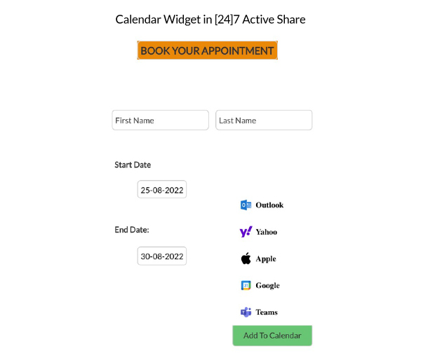 Calendar Widget in  [24]7 Active Share